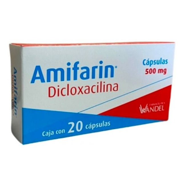 Amifarin (Dicloxacilina) 500 mg Caja con 20 Cápsulas