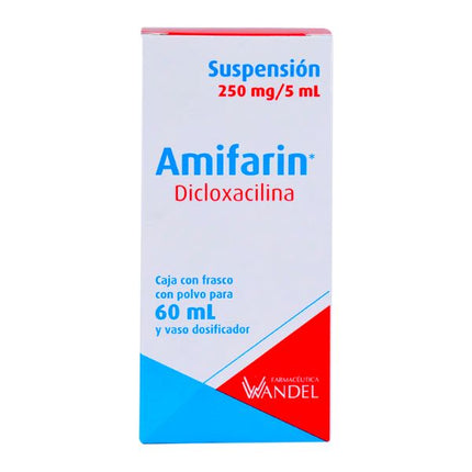 Amifarin (Dicloxacilina) 250 mg/5 ml Frasco con 60 ml de Polvo Para Suspensión