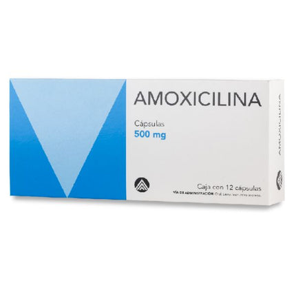 Amoxicilina 500 mg Caja con 12 Cápsulas