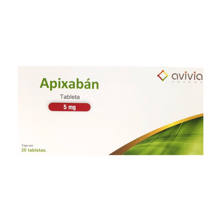 Apixabán 5 mg Caja con 20 Tabletas