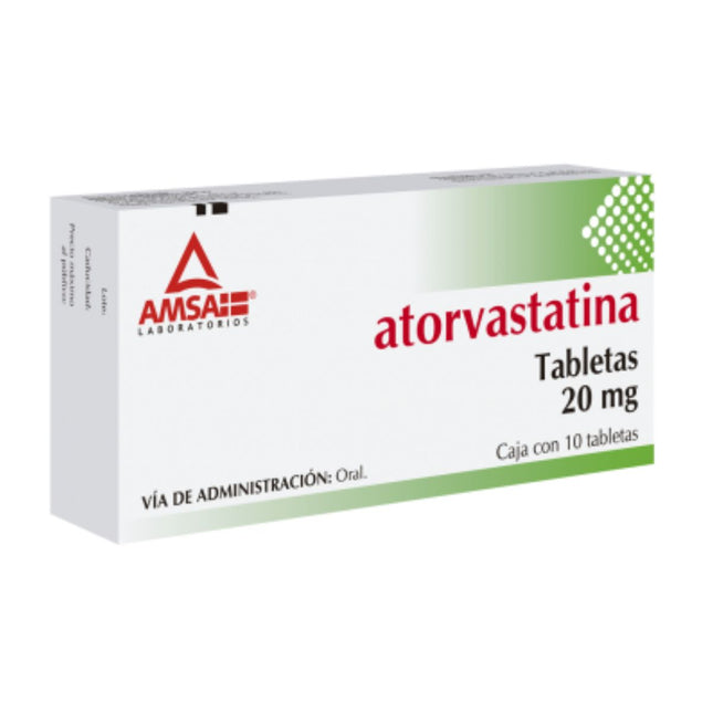 Atorvastatina 20 mg Caja con 10 Tabletas