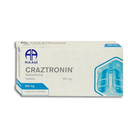 Craztronin (Azitromicina) 500 mg Caja con 3 Tabletas