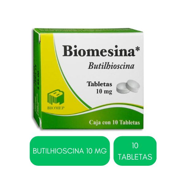 Biomesina (Butilhioscina) 10 mg Caja con 10 Tabletas