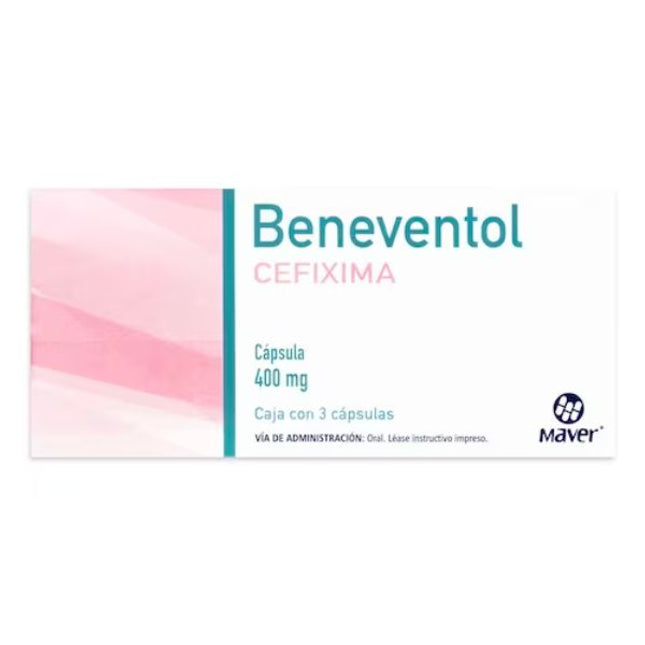 Beneventol (Cefixima) 400 mg Caja con 3 Capsulas