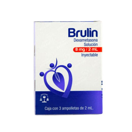 Brulin (Dexametasona) 8 mg/2 ml Caja con 3 Ampolletas Inyectables