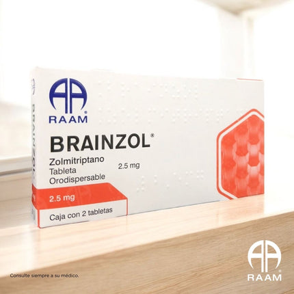 Brainzol (Zolmitriptano) 2.5 mg Caja con 2 Tabletas RAAM Laboratorios