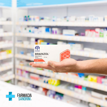 Brainzol (Zolmitriptano) 2.5 mg Caja con 2 Tabletas RAAM Laboratorios
