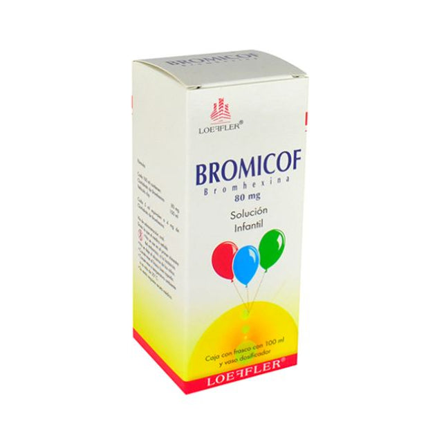 Bromicof (Bromhexina) Solución 80 mg frasco con 100 ml de Jarabe