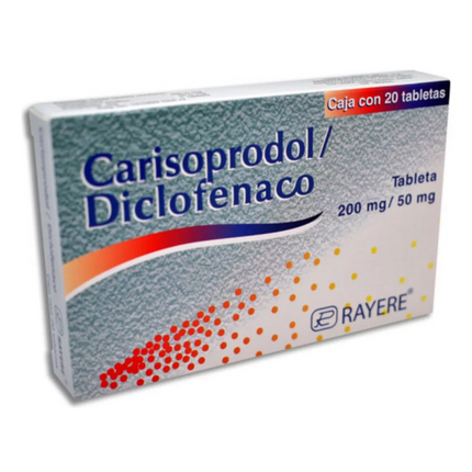 Carisoprodol/Diclofenaco 200mg/50 mg con 20 Tabletas