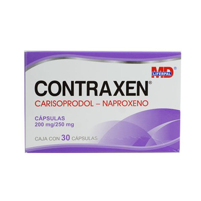 Contraxen (Carisoprodol/Naproxeno) 200 mg/250 mg Caja con 30 Cápsulas