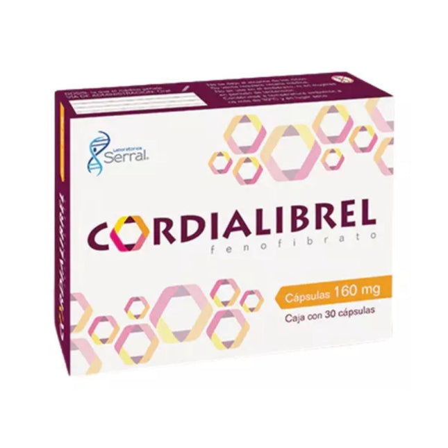 Cordialibrel Fenofibrato 160 mg Caja con 30 Cápsulas