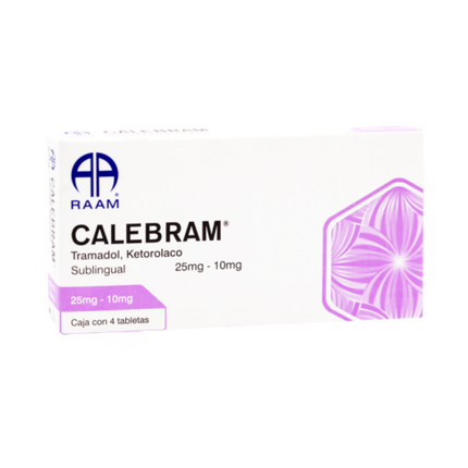 Calebram Ketorolaco Tramadol 10 mg/ 25 mg 4 Tabletas RAAM