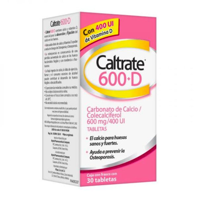 Caltrate 600 +D Caja con 30 Tabletas