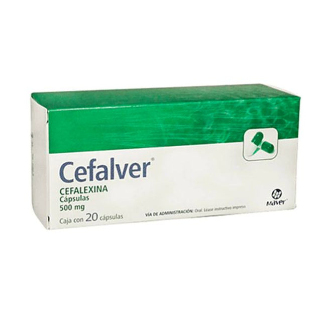 Cefalver (Cefalexina) 500 mg Caja con 12 Cápsulas