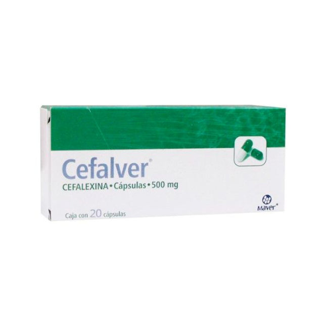 Cefalver (Cefalexina) 500 mg Caja con 12 Cápsulas