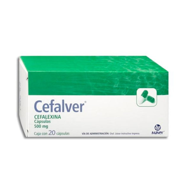 Cefalver (Cefalexina) 500 mg Caja con 20 Cápsulas
