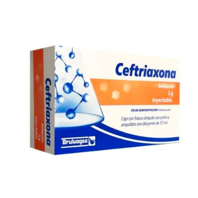 Ceftriaxona 1 g Inyectable Ampolleta con Diluyente de 3.5 mL