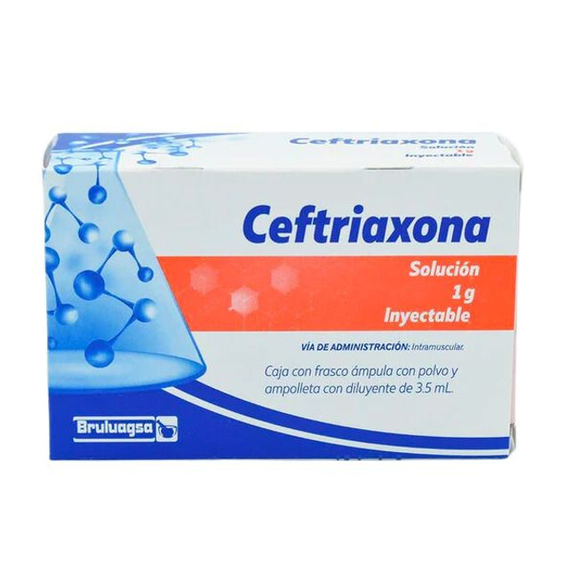 Ceftriaxona 1 g Inyectable Ampolleta con Diluyente de 3.5 mL