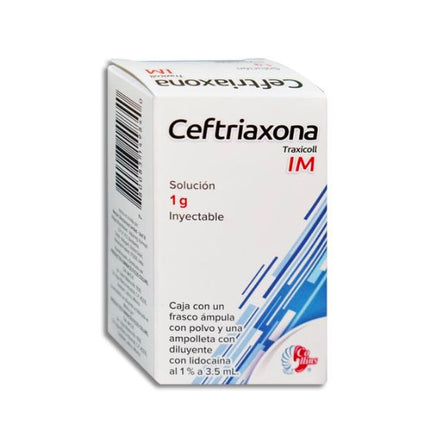 Traxicoll (Ceftriaxona) IM 1 g Inyectable con Diluyente de 3.5 ml