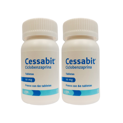 Cessabit (Ciclobenzaprina) 10 mg Pack de 2 Frascos con 60 Tabletas