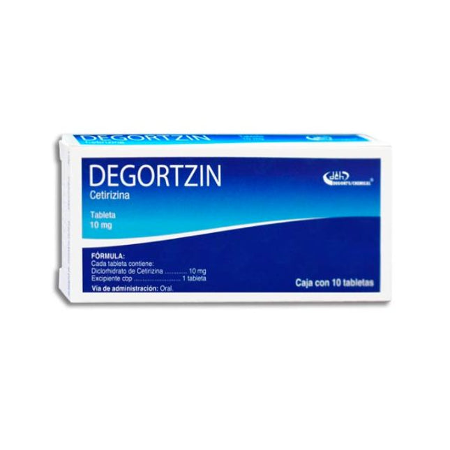Degortzin (Cetirizina) 10 mg Caja con 10 Tabletas