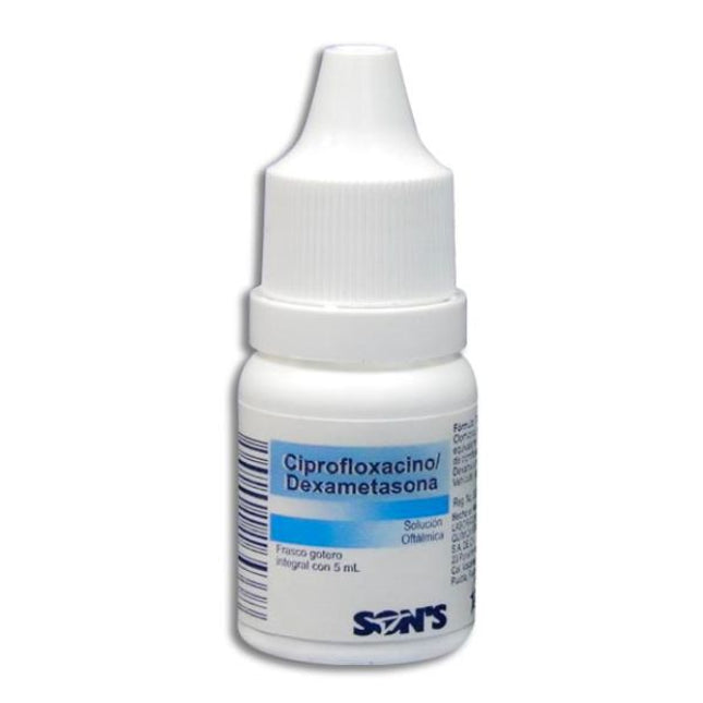 Ciprofloxacino/Dexametasona 3.30 mg/A.0 MÀmg/1.0 ml Solución Oftalmica Gotero 5 ml