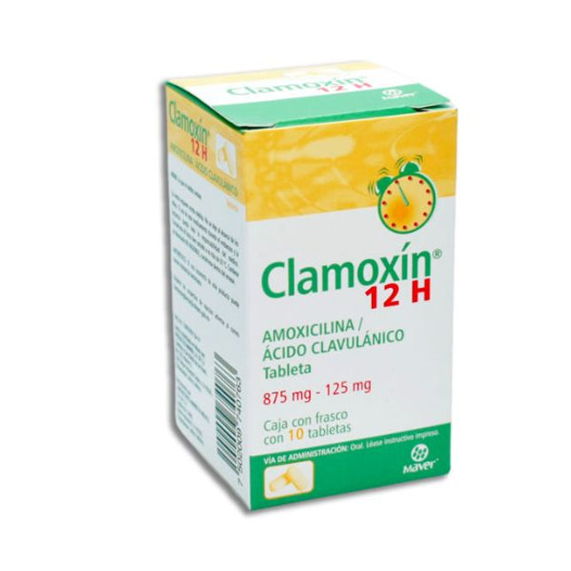 Clamoxin (Amoxicilina / Ácido Clavulánico) 875 mg / 125 mg Frasco con 10 Tabletas