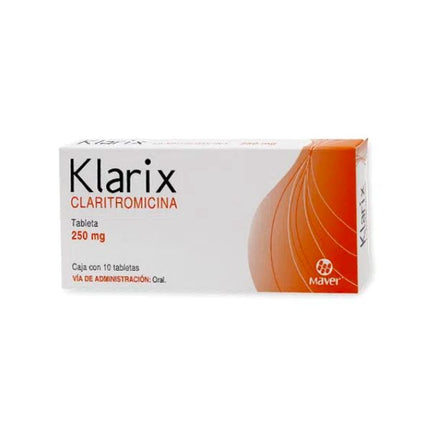 Klarix (Claritromicina) 250 mg Caja con 10 Tabletas