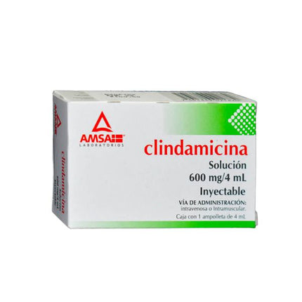 Clindamicina 600 mg/4 ml Caja con 1 Ampolleta Inyectable