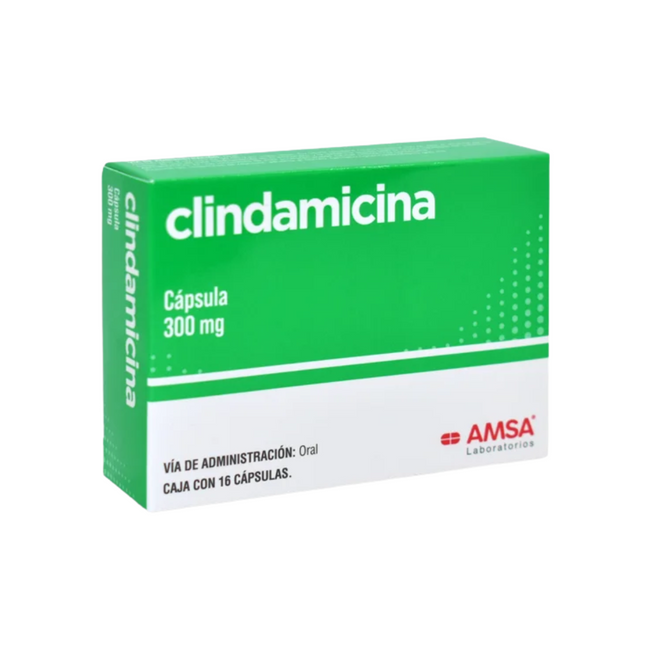 Clindamicina 300 mg Caja con 16 Cápsulas