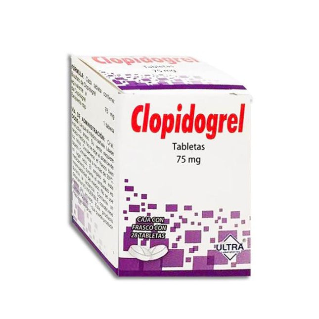 Clopidogrel 75 mg Caja con 28 Tabletas