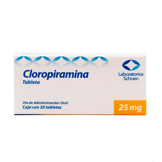 Cloropiramina 25 mg Caja con 20 Tabletas