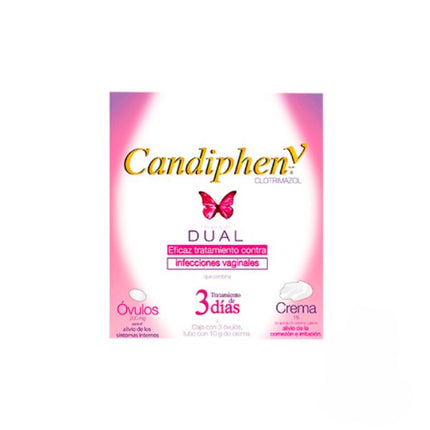 Candiphen V (Clotrimazol) Dual Caja con 3 Óvulos + Tubo con 10 g de Crema