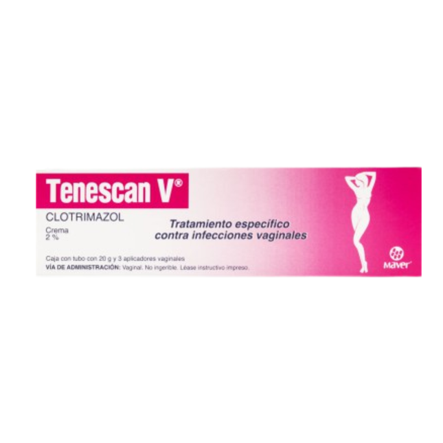 Tenescan V (Clotrimazol) Crema 2% Tubo con 20 g y 3 Aplicadores Vaginales