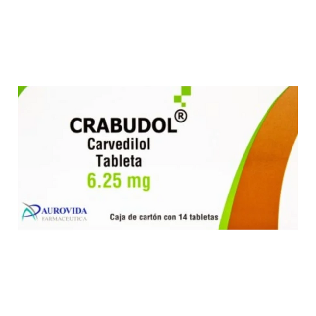 Crabudol Carvedilol 6.25 mg Caja con 14 Tabletas