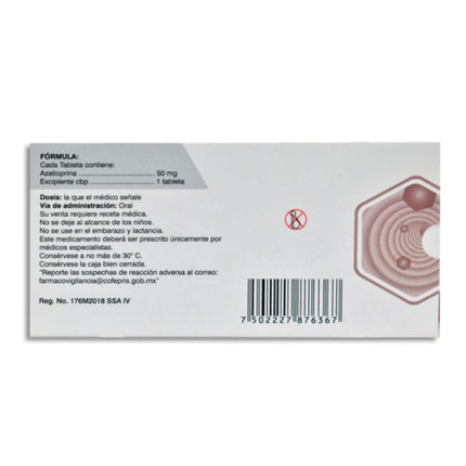 Dexmitron (Azatioprina) 50 mg Caja con 50 Tabletas