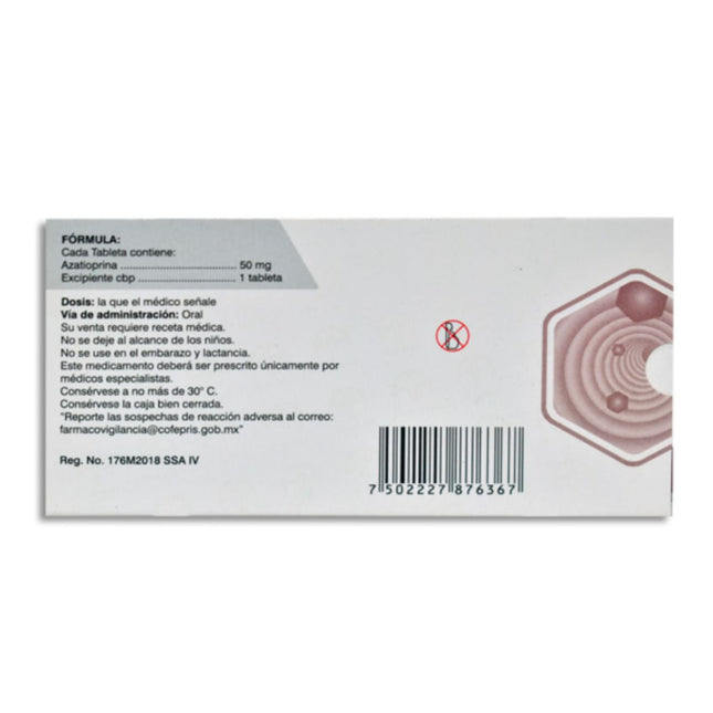 Dexmitron (Azatioprina) 50 mg Caja con 50 Tabletas