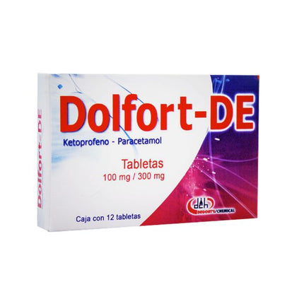 Dolfort-DE (Ketoprofeno/Paracetamol) 100mg/300 mg Caja con 12 Tabletas