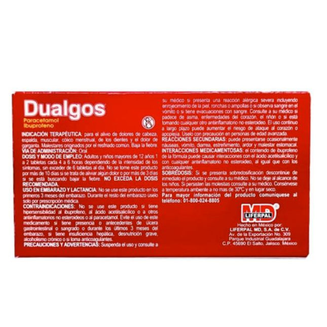 Dualgos (Paracetamol/Ibuprofeno) Caja con 20 Tabletas