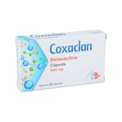 Coxaclan (Dicloxacilina) 500 mg Caja con 20 Cápsulas