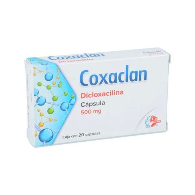 Coxaclan (Dicloxacilina) 500 mg Caja con 20 Cápsulas