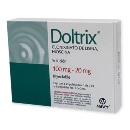 Doltrix (Clonixinato de Lisina/Hioscina) 100 mg/20 mg Caja con 3 Ampolletas Inyectables