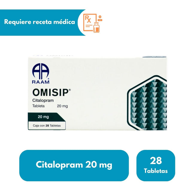 Omisip (Citalopram) 20 mg Caja con 28 Tabletas RAAM Laboratorios