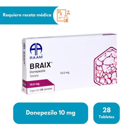 Braix  (Donepezilo) 10 mg Caja con 28 Tabletas RAAM Laboratorios