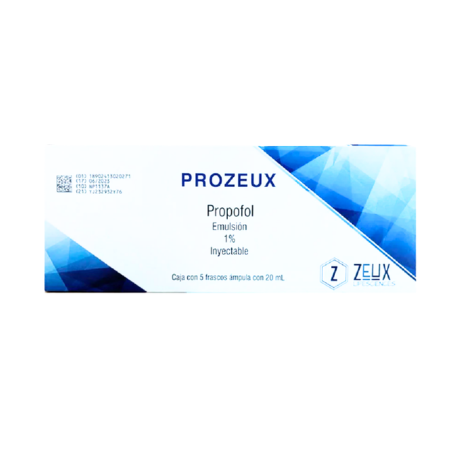 Propofol Emulsión Inyectable 1% 5 Ampulas 20 ml Prozeux