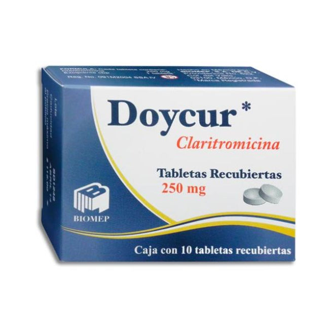 Doycur (Claritromicina) 250 mg Caja con 10 Tabletas