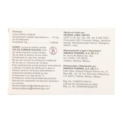 Escitalopram 10 mg Caja con 14 Tabletas