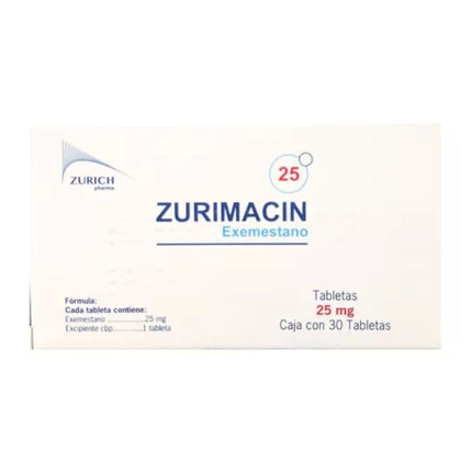 Zurimacin (Exemestano) 25 mg Caja con 30 Tabletas Zurich Pharma