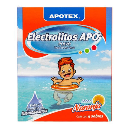 Electrolitos Apo Sabor Naranja Caja con 4 Sobres Apotex