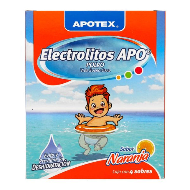 Electrolitos Apo Sabor Naranja Caja con 4 Sobres Apotex